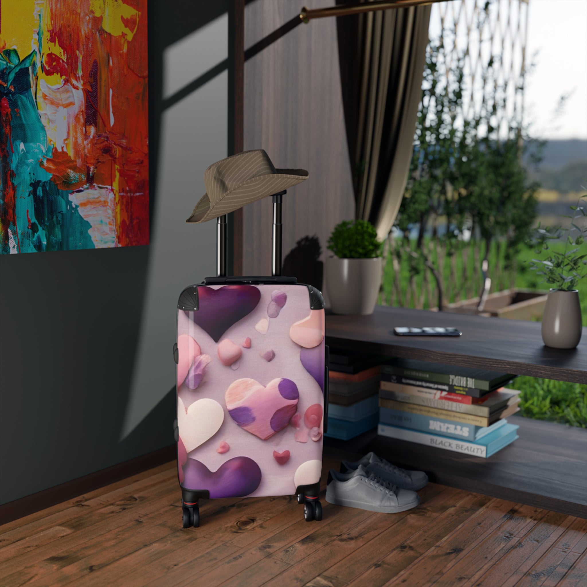Suitcase - Heart Pattern Design, Bold & Vibrant, Exclusive at Loot Cascade