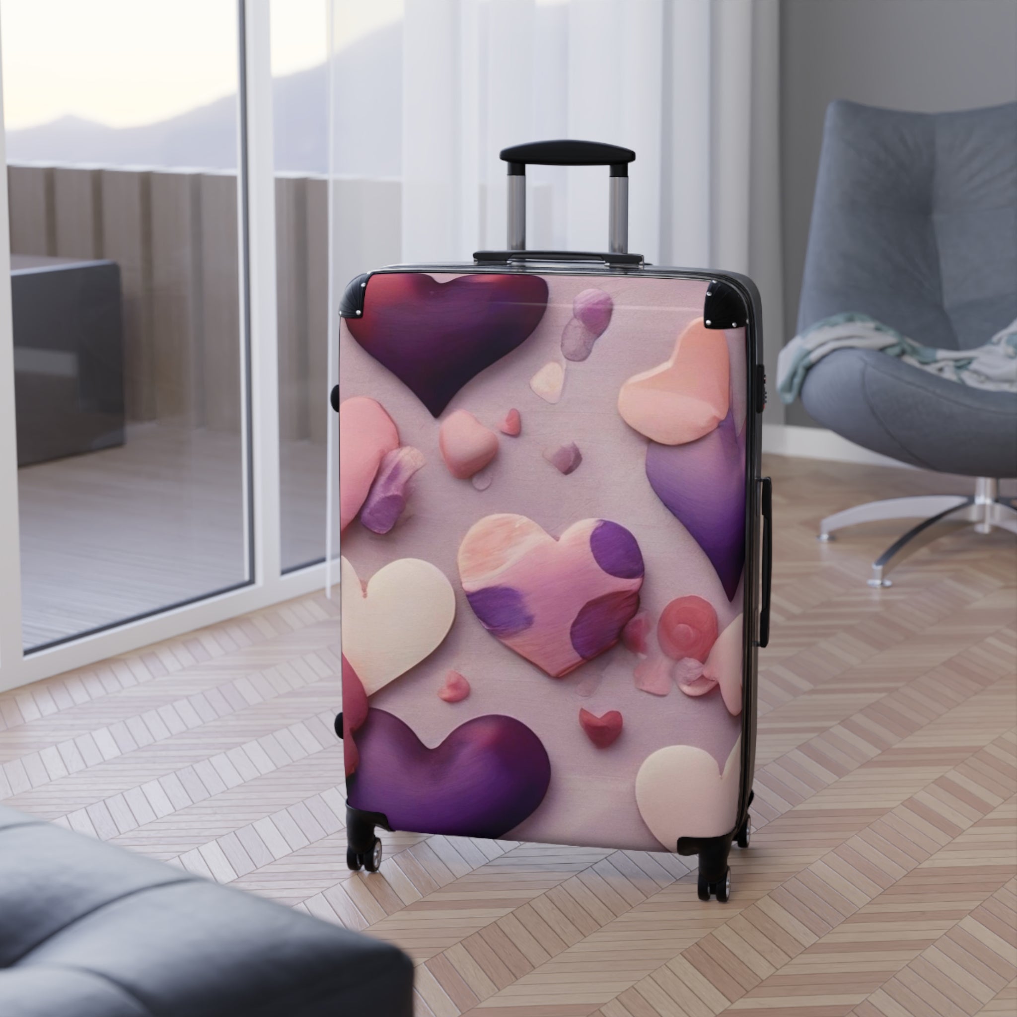 Suitcase - Heart Pattern Design, Bold & Vibrant, Exclusive at Loot Cascade