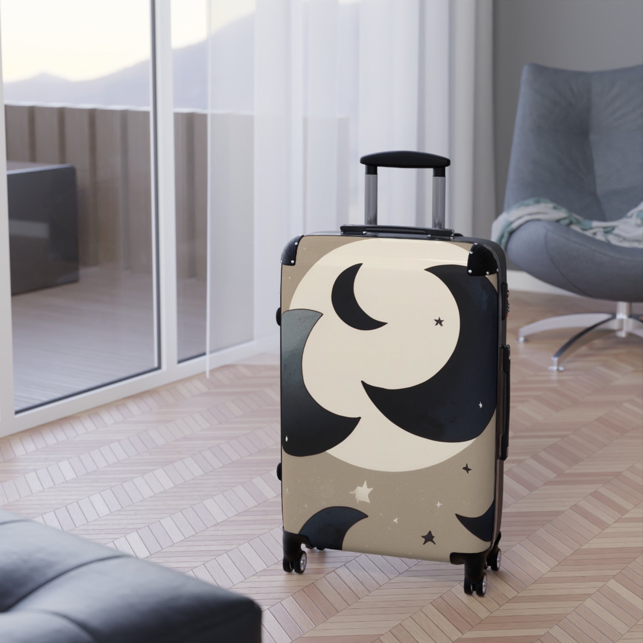 Suitcase - Moon Pattern Suitcase – Bold & Vibrant, Exclusive at Loot Cascade