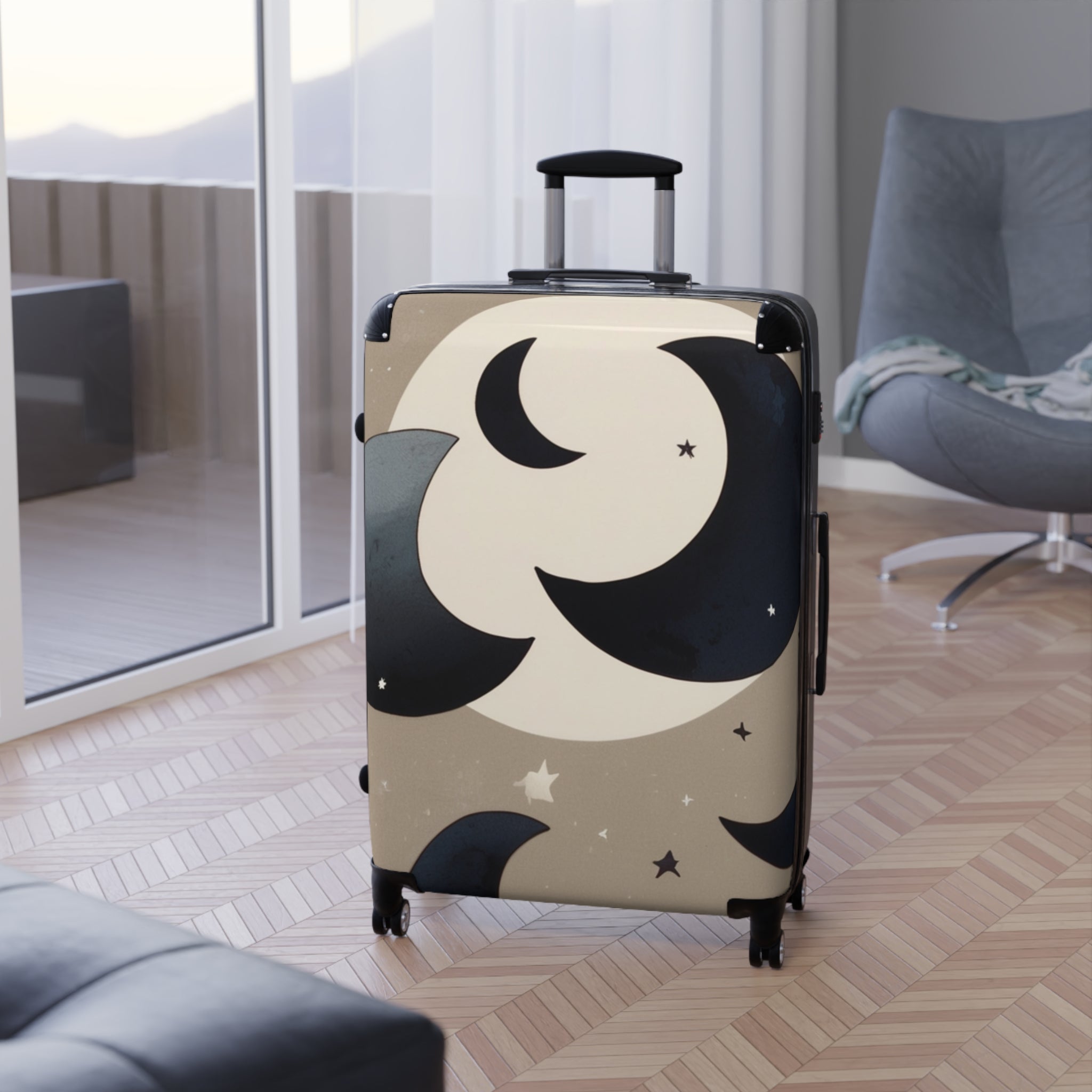 Suitcase - Moon Pattern Suitcase – Bold & Vibrant, Exclusive at Loot Cascade