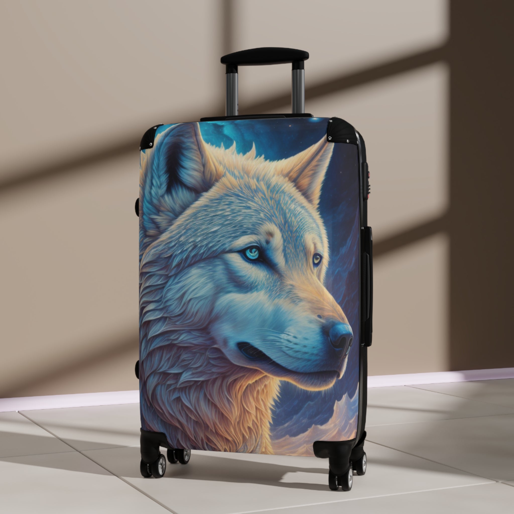 Wolf Design Suitcase – Travel Companion, Adventure Gear, Stylish Luggage, Gifts for Travelers, Unique Bag for Holidays
