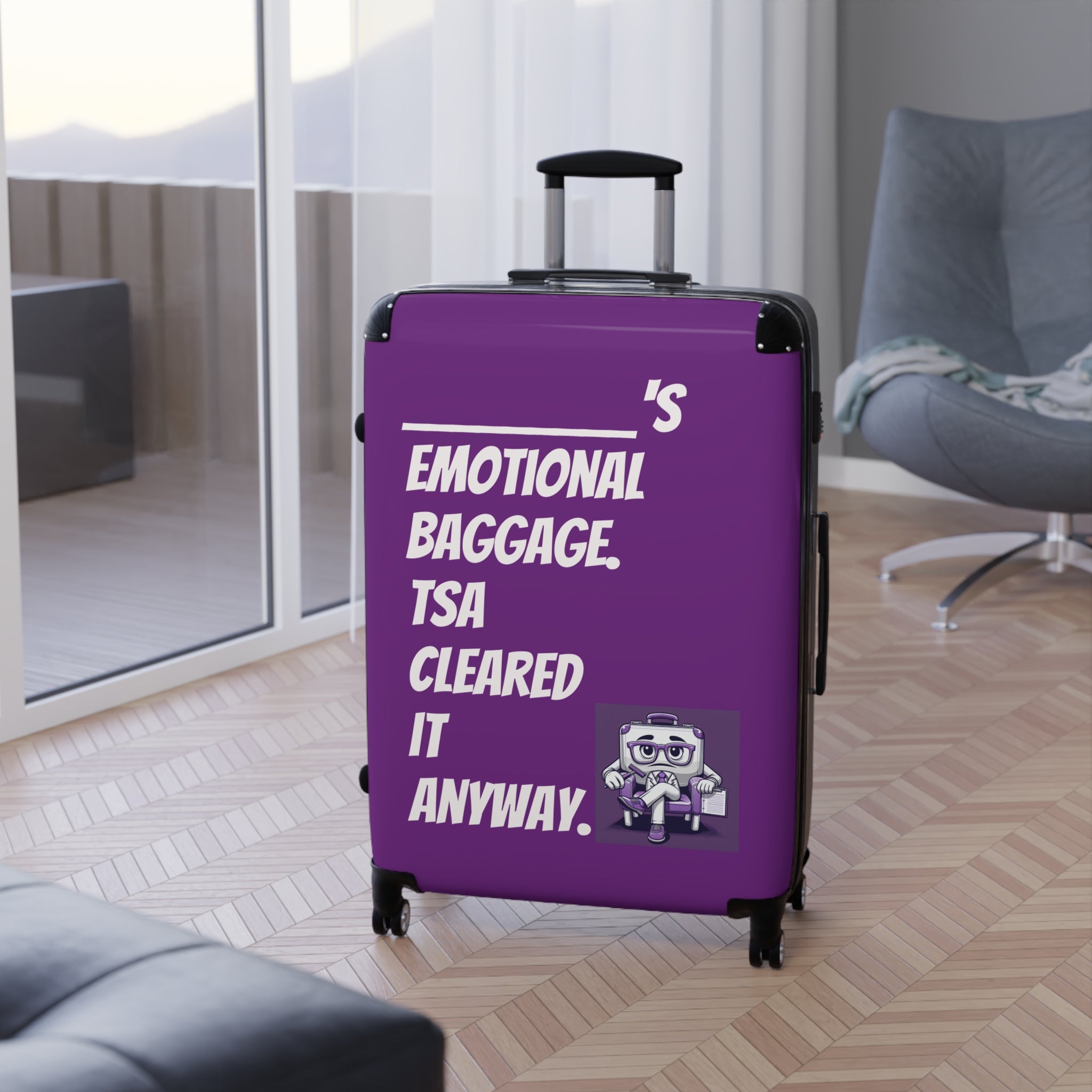 Joke, Suitcase, Stylish Carry-On Luggage with Humorous Travel Quote, Perfect for Travelers, Gifts, Adventure, Vacation, Emotional Baggage
