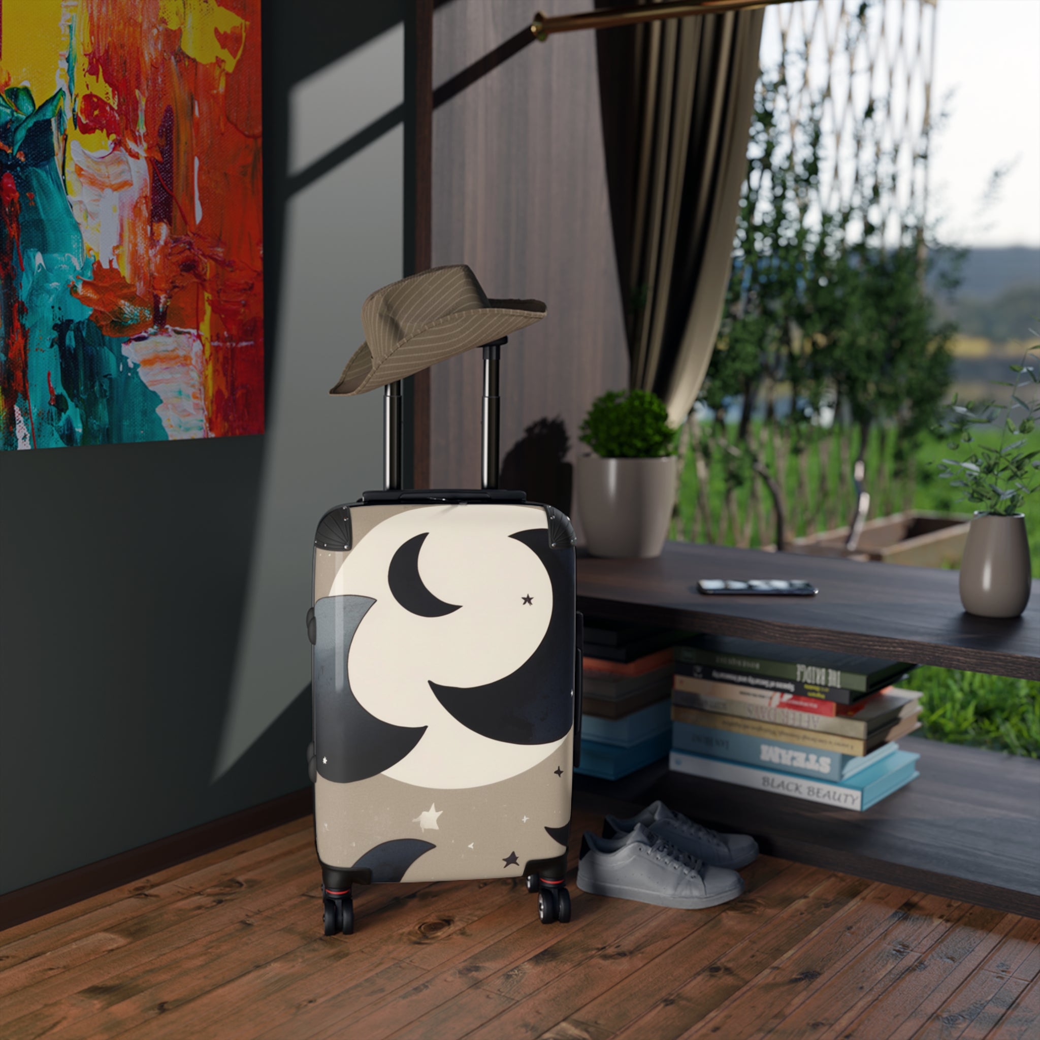 Suitcase - Moon Pattern Suitcase – Bold & Vibrant, Exclusive at Loot Cascade
