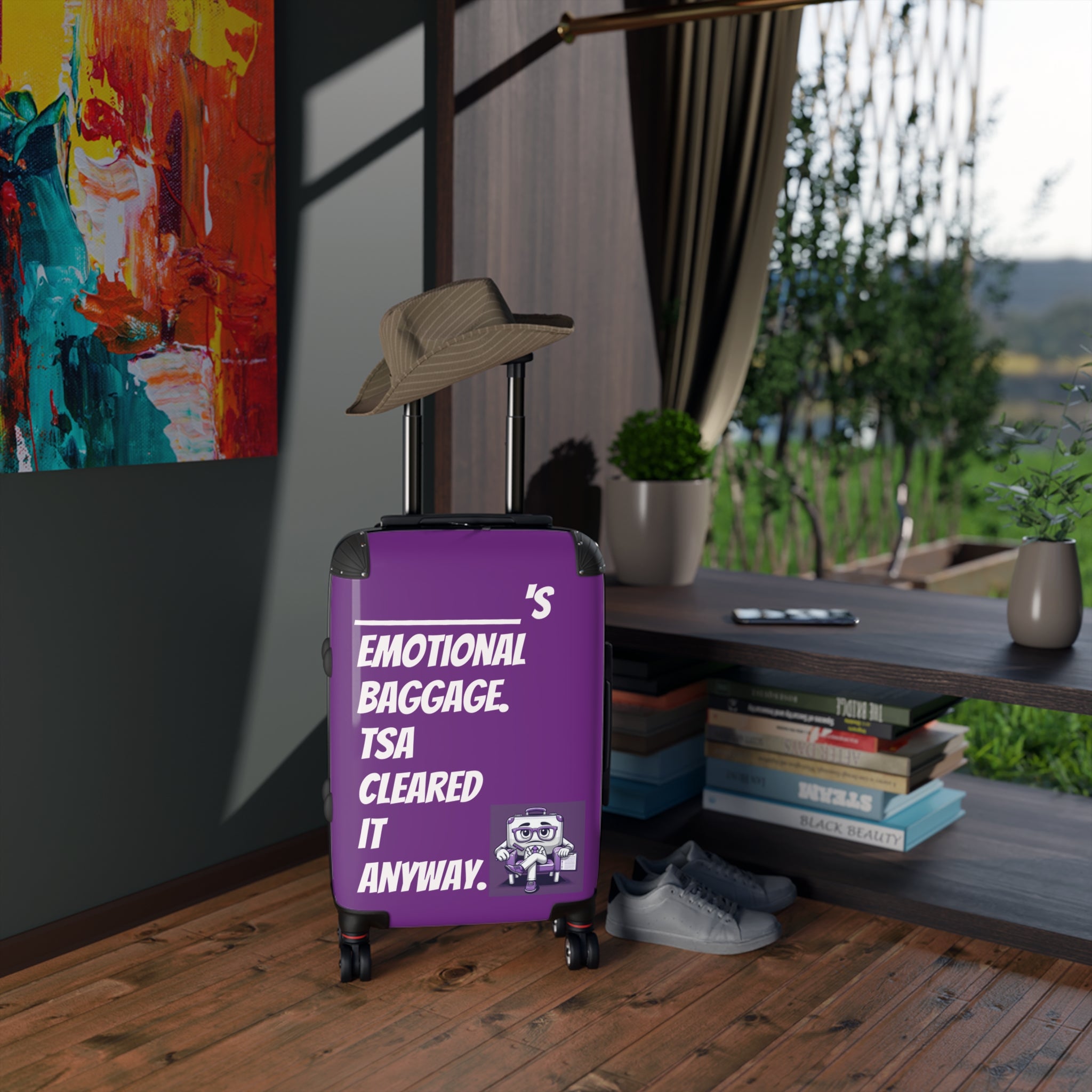 Joke, Suitcase, Stylish Carry-On Luggage with Humorous Travel Quote, Perfect for Travelers, Gifts, Adventure, Vacation, Emotional Baggage