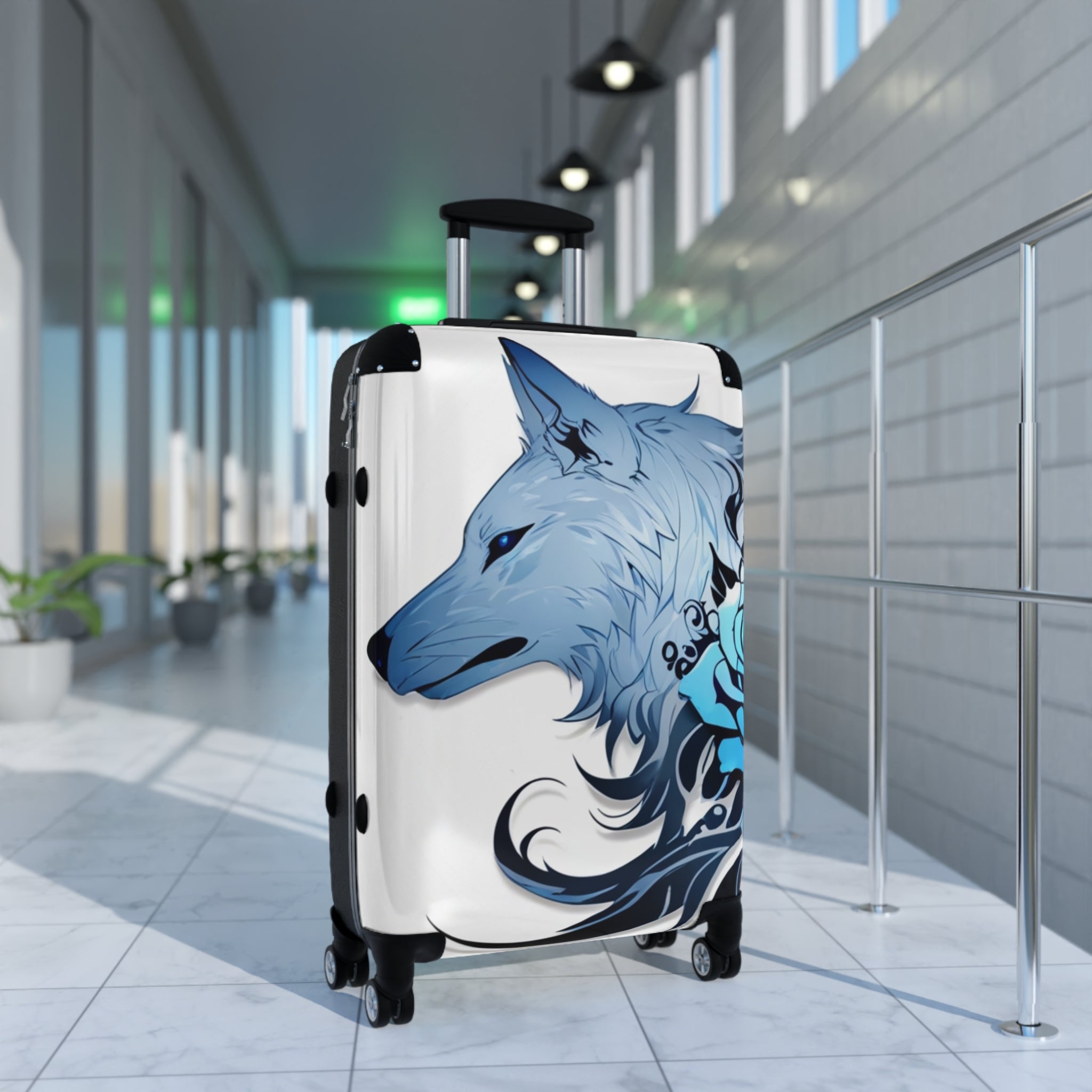 Blue Rose Wolf Suitcase  – Bold & Vibrant, Exclusive at Loot Cascade