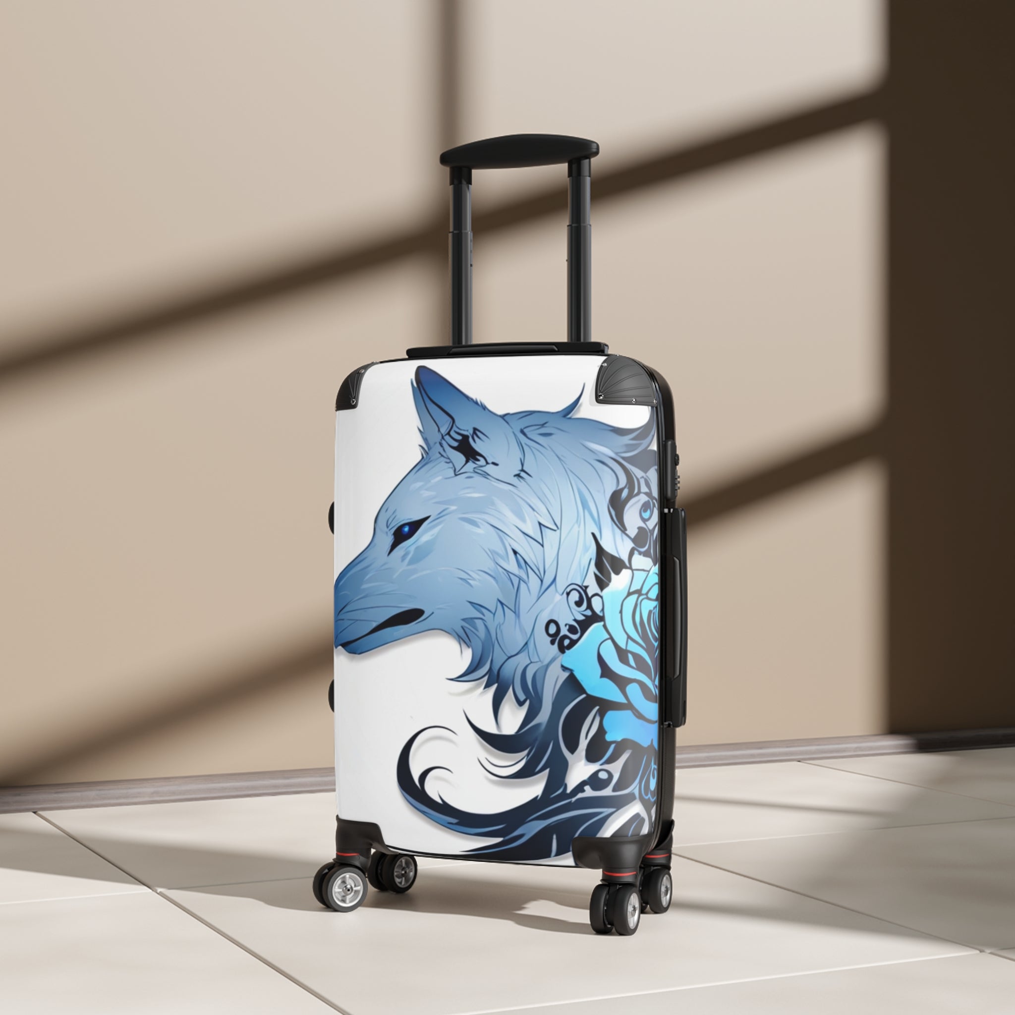 Blue Rose Wolf Suitcase  – Bold & Vibrant, Exclusive at Loot Cascade