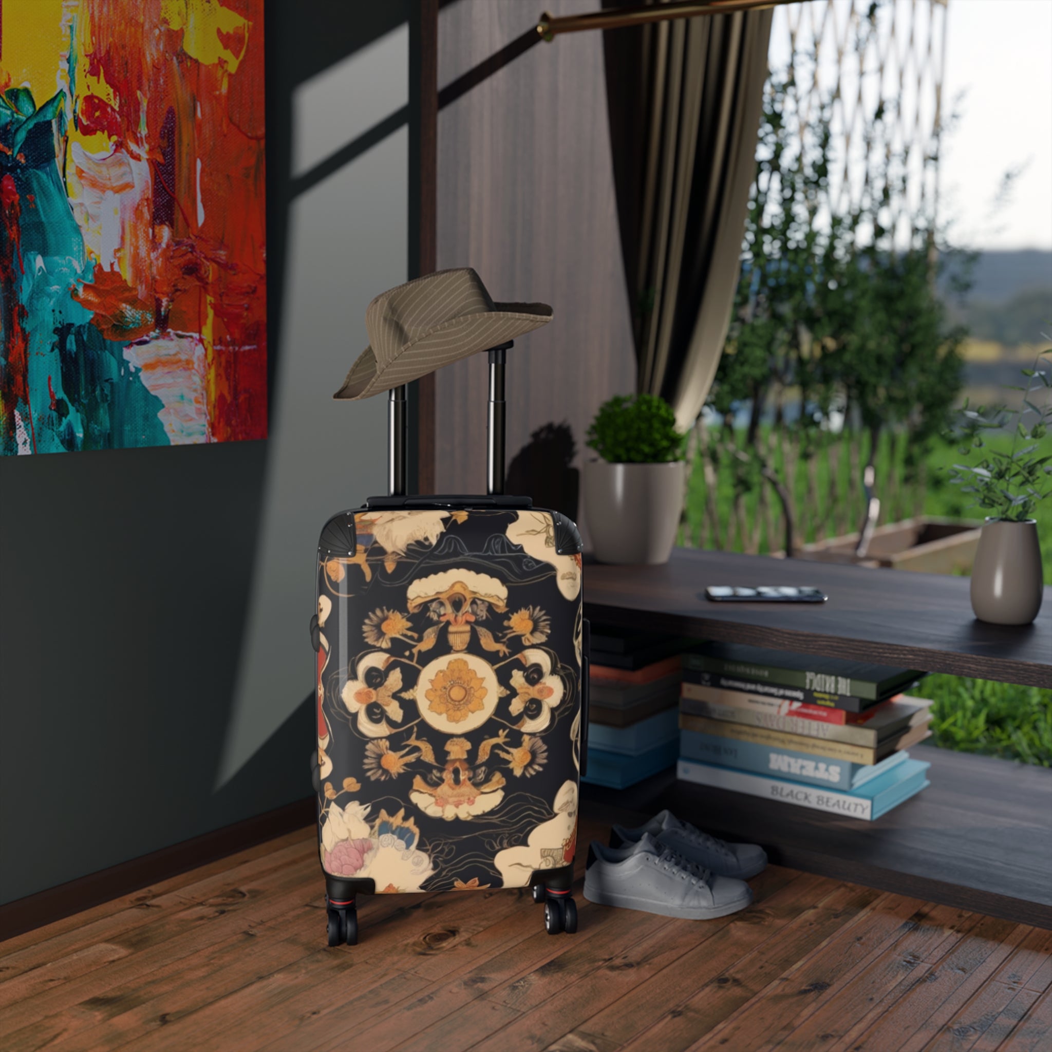 Suitcase - Silhouette God Pattern, Bold & Vibrant, Exclusive at Loot Cascade