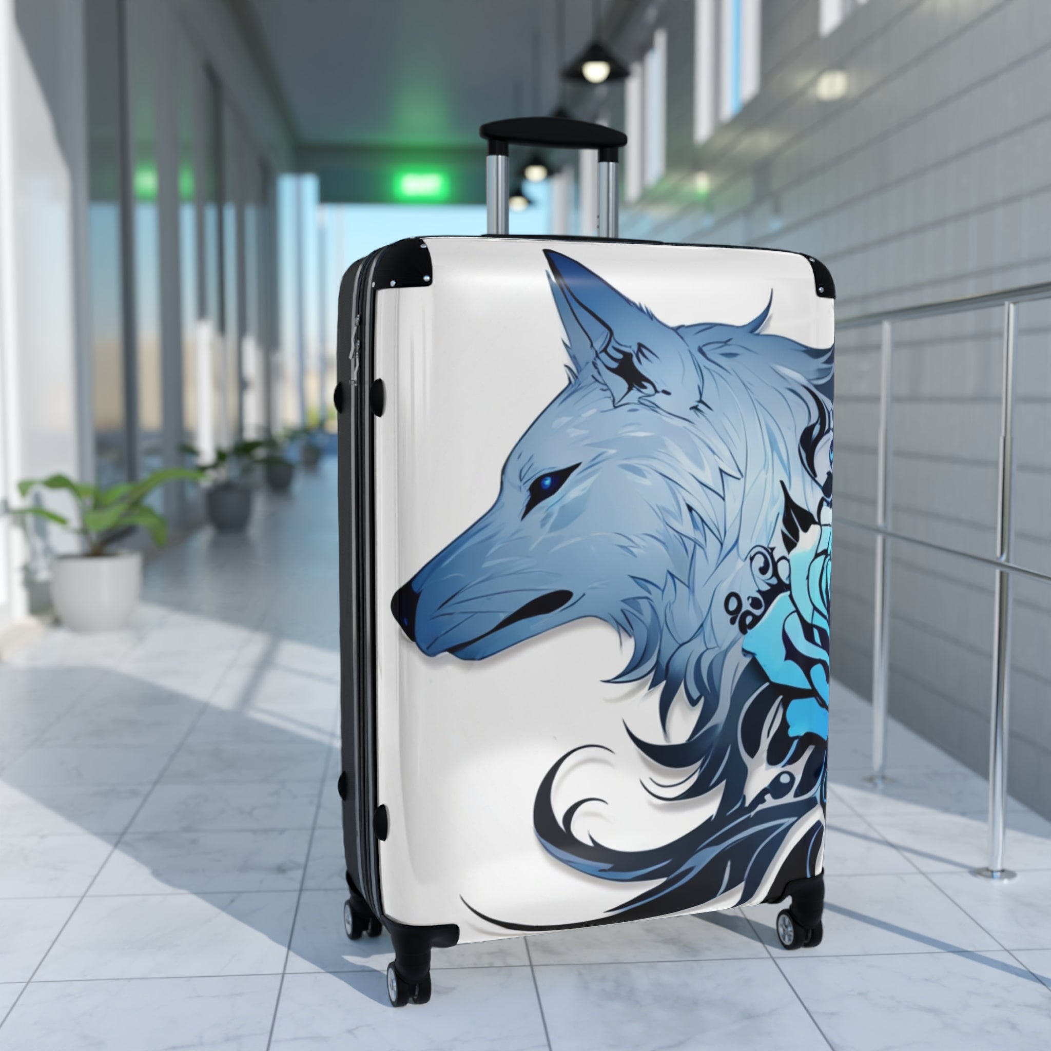 Blue Rose Wolf Suitcase  – Bold & Vibrant, Exclusive at Loot Cascade