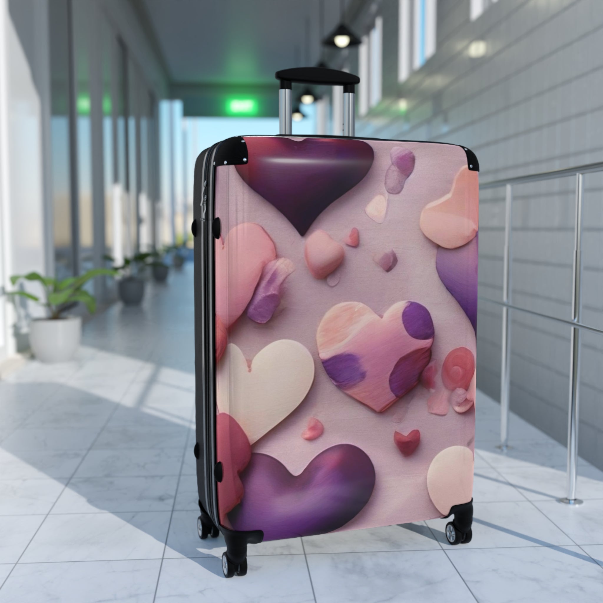 Heart Pattern Design Suitcase  – Bold & Vibrant, Exclusive at Loot Cascade