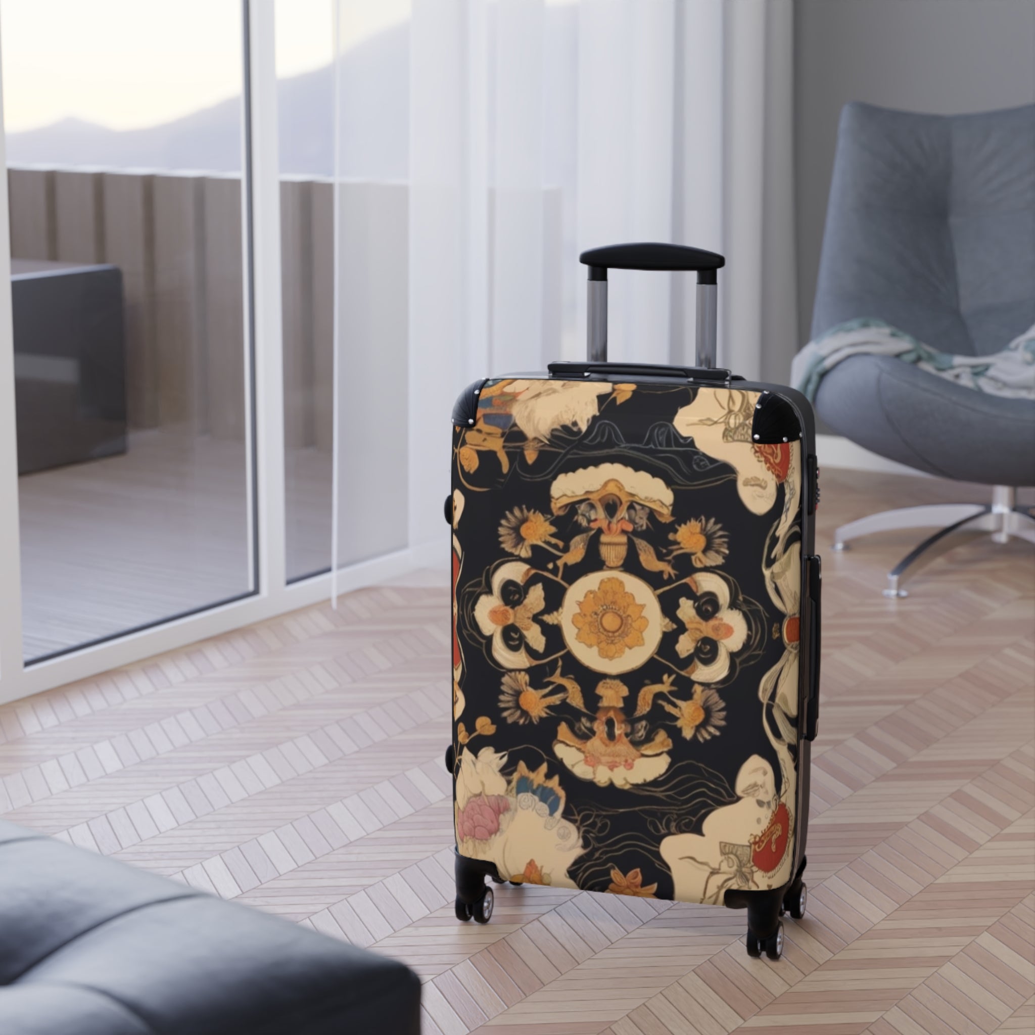 Suitcase - Silhouette God Pattern, Bold & Vibrant, Exclusive at Loot Cascade