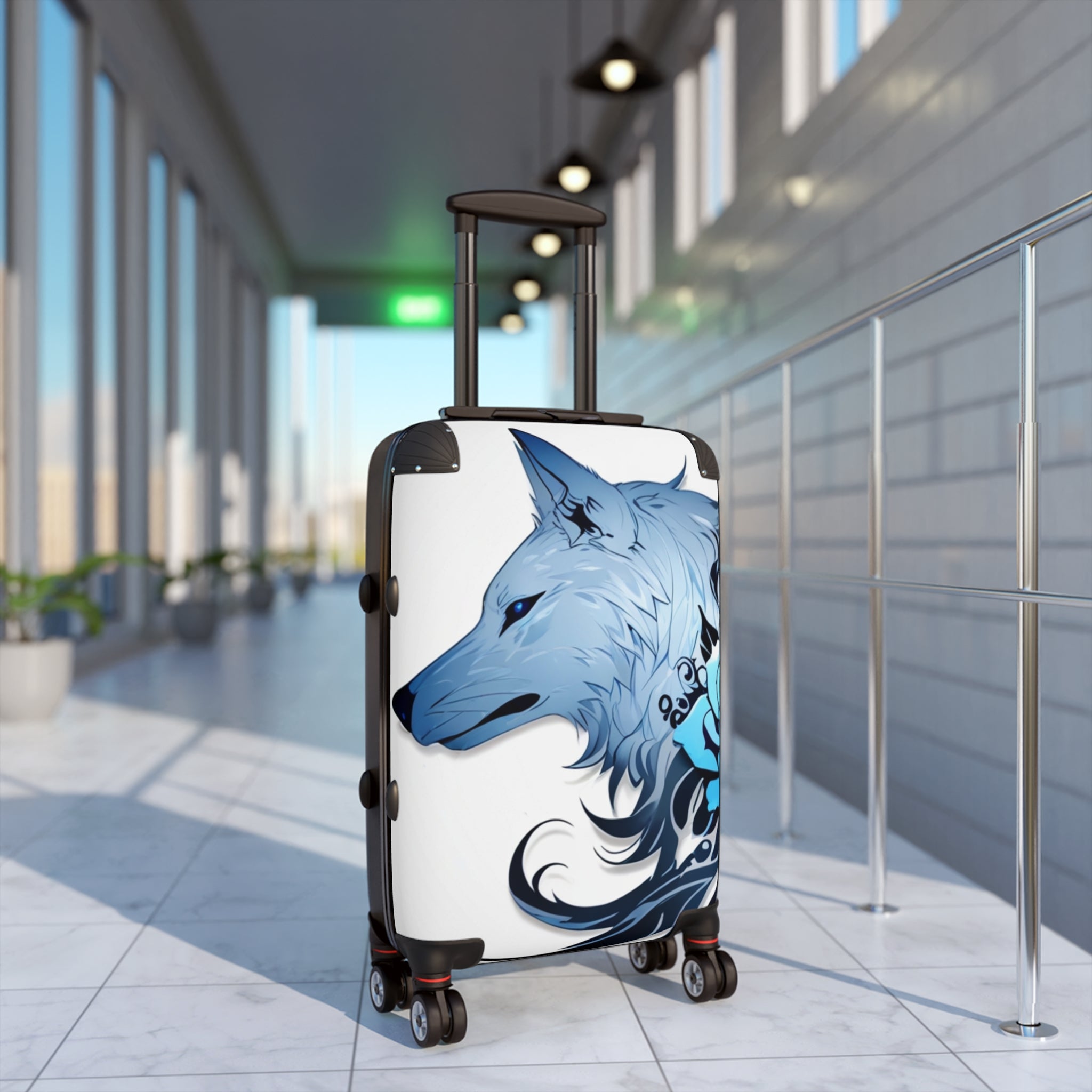 Blue Rose Wolf Suitcase  – Bold & Vibrant, Exclusive at Loot Cascade