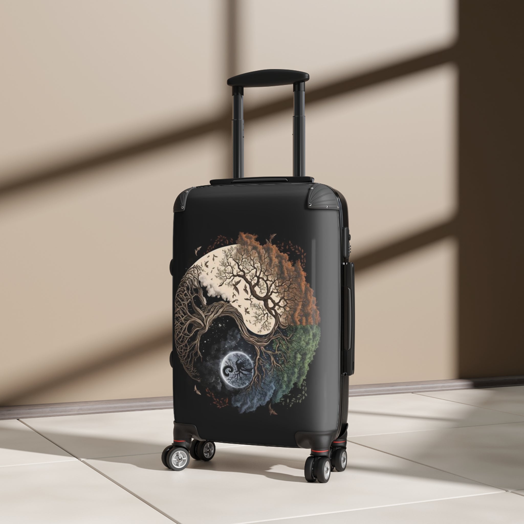 Yin Yang, Gemini, Custom Artistic Suitcase - Bohemian Travel Luggage, Unique Gift for Travelers, Vintage Tree Design, Vacation Essentials, Unique [...]