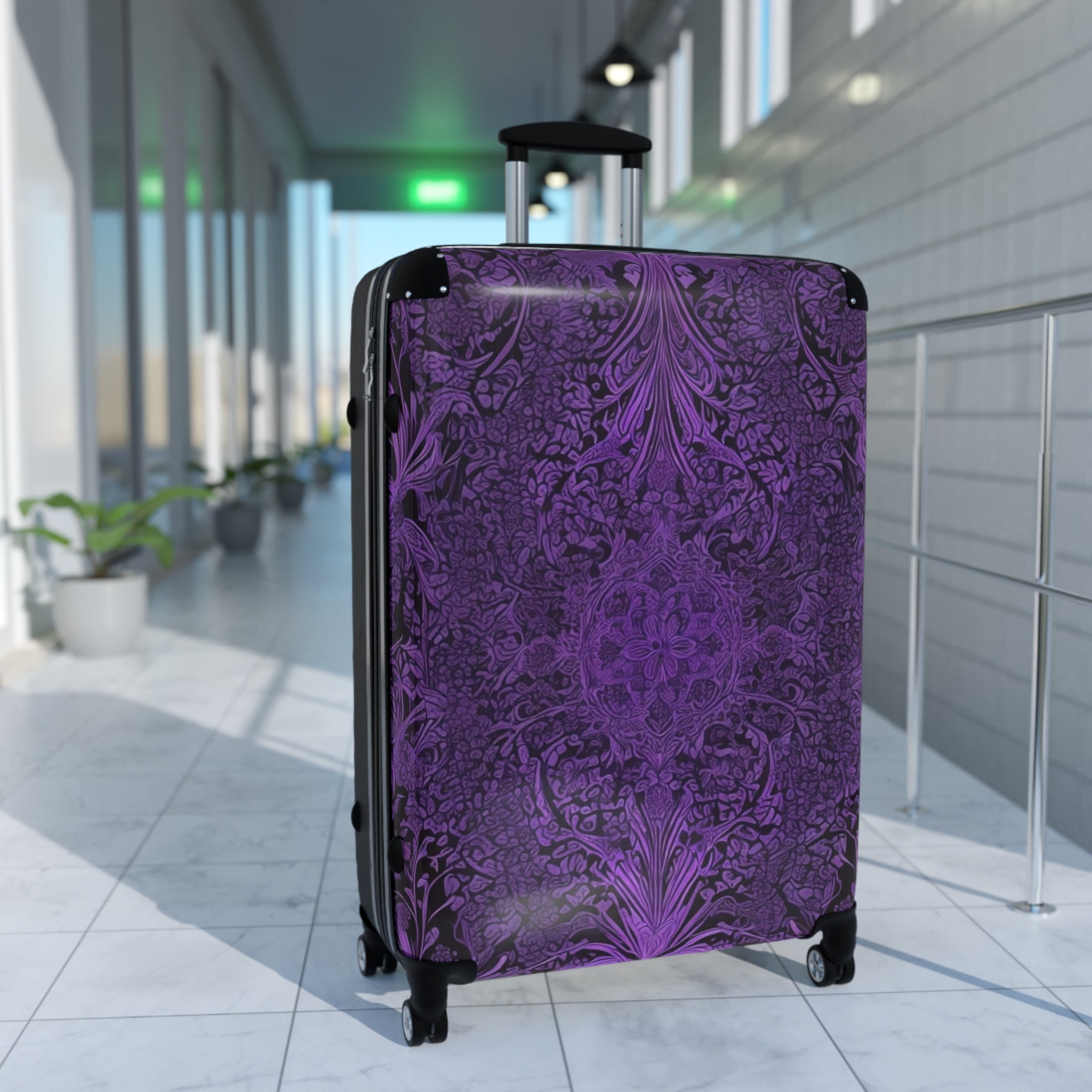 Midnight Purple Silhouette Pattern Suitcase -  Bold & Vibrant, Exclusive at Loot Cascade