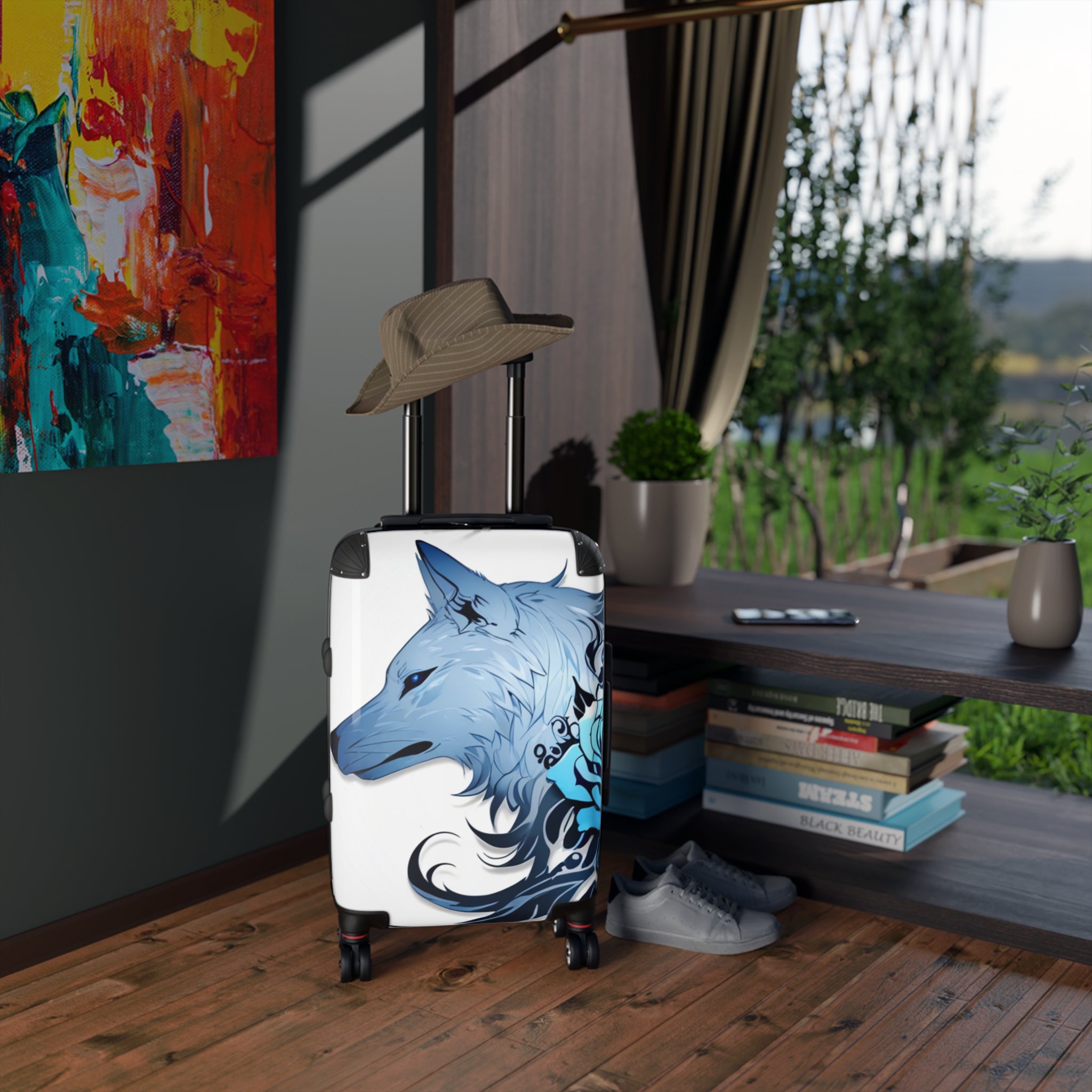 Blue Rose Wolf Suitcase  – Bold & Vibrant, Exclusive at Loot Cascade