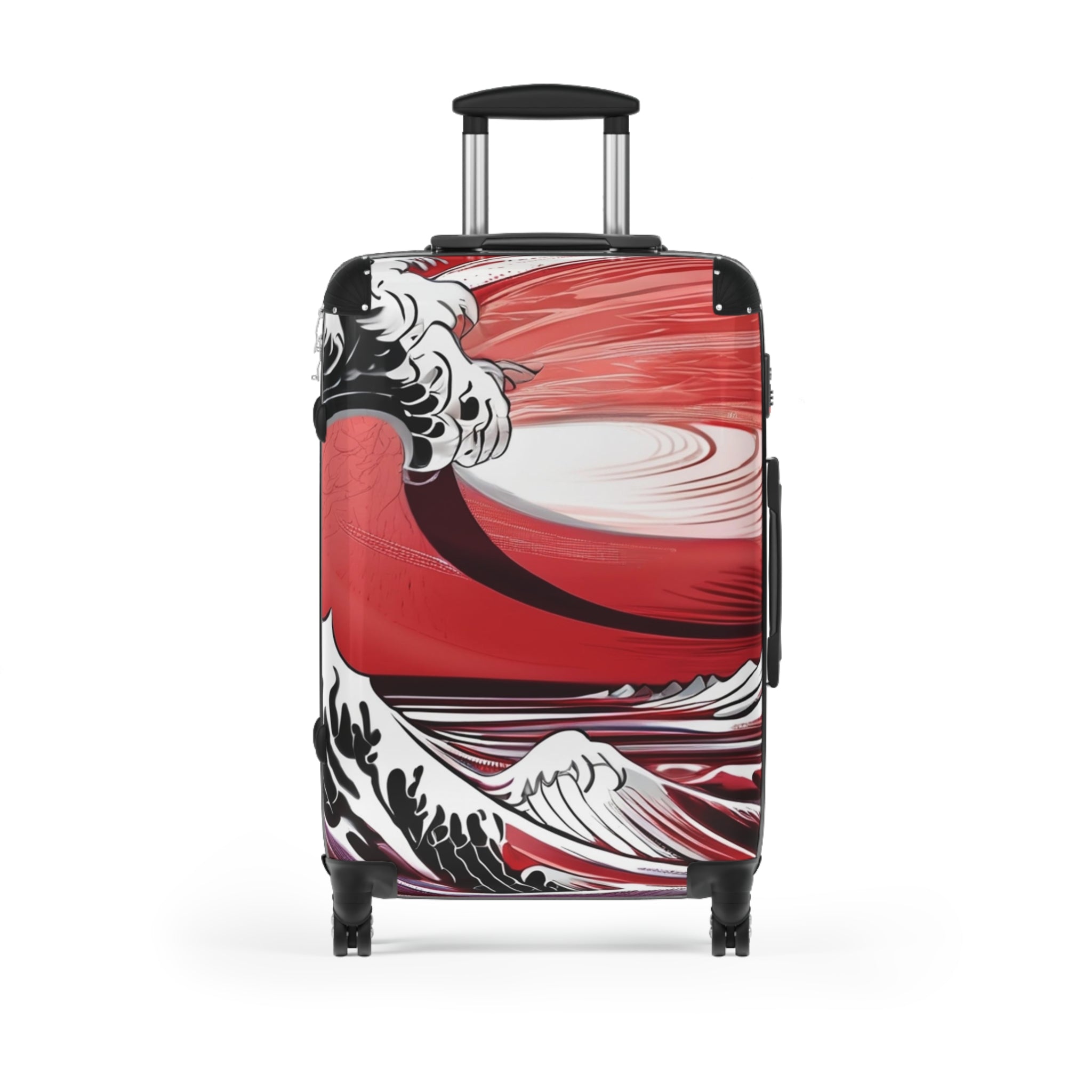 Red Ocean Wave Suitcase – Bold & Vibrant, Exclusive at Loot Cascade