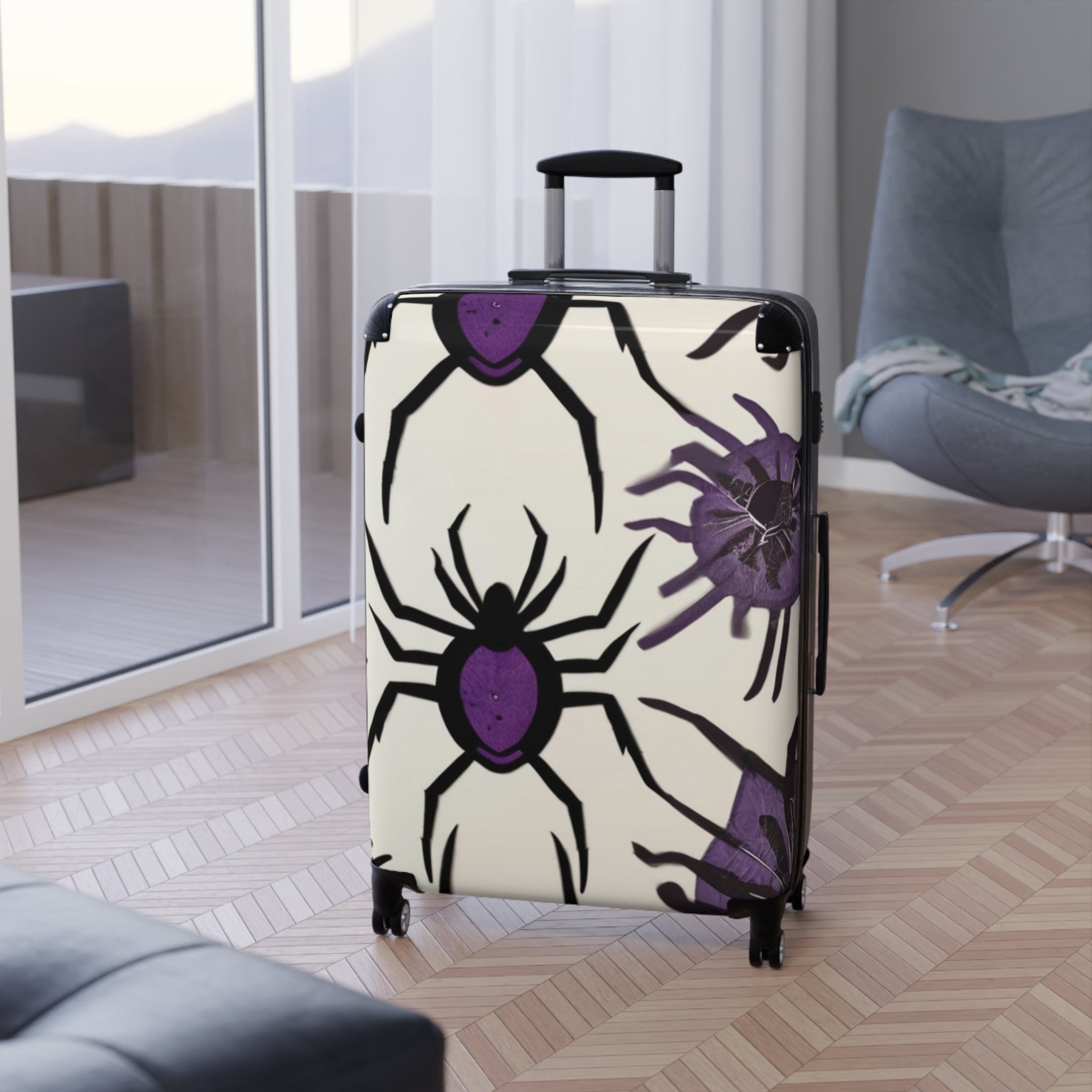 Spider Pattern Design Suitcase – Bold & Vibrant, Exclusive at Loot Cascade