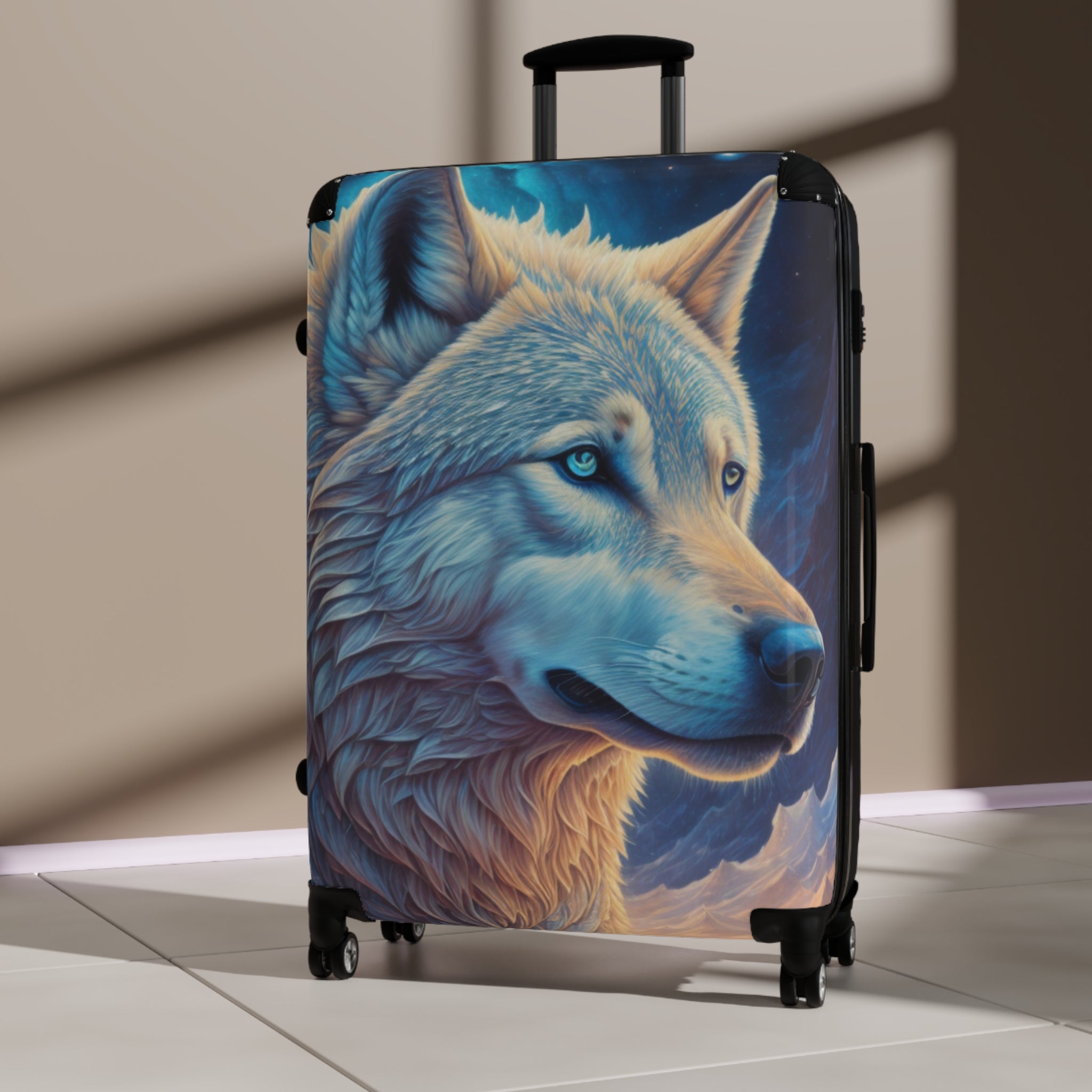 Wolf Design Suitcase – Travel Companion, Adventure Gear, Stylish Luggage, Gifts for Travelers, Unique Bag for Holidays