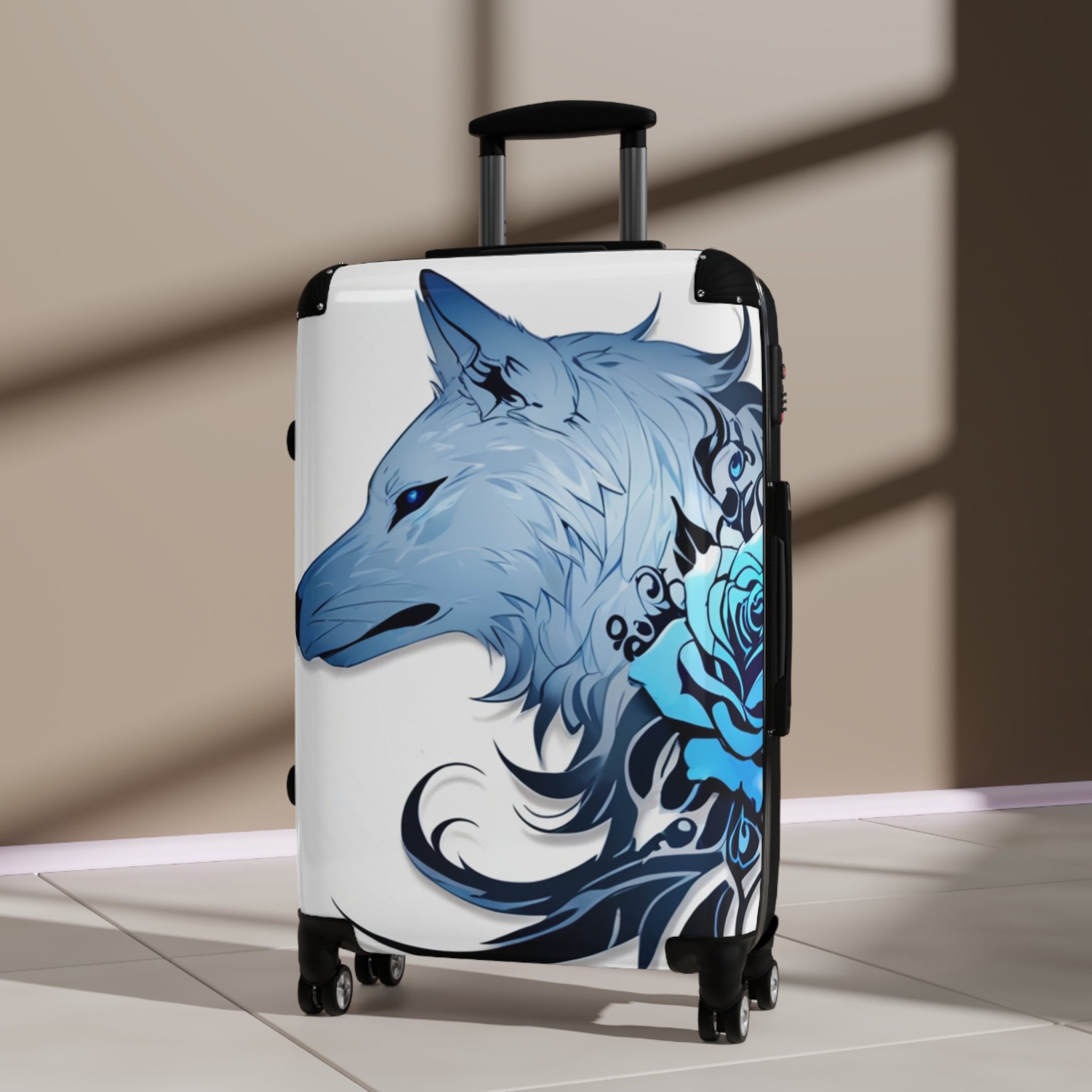Blue Rose Wolf Suitcase  – Bold & Vibrant, Exclusive at Loot Cascade